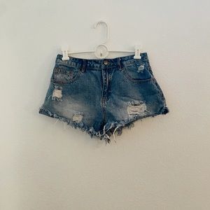 medium wash denim cut offs